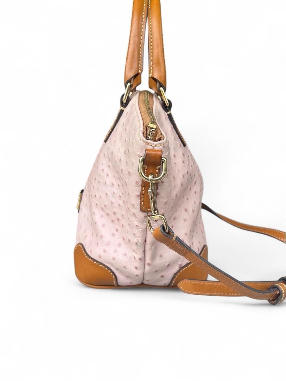 Dooney & Bourke Vintage Y2K Pink Ostrich Embossed Leather Satchel Crossbody - Picture 3 of 8